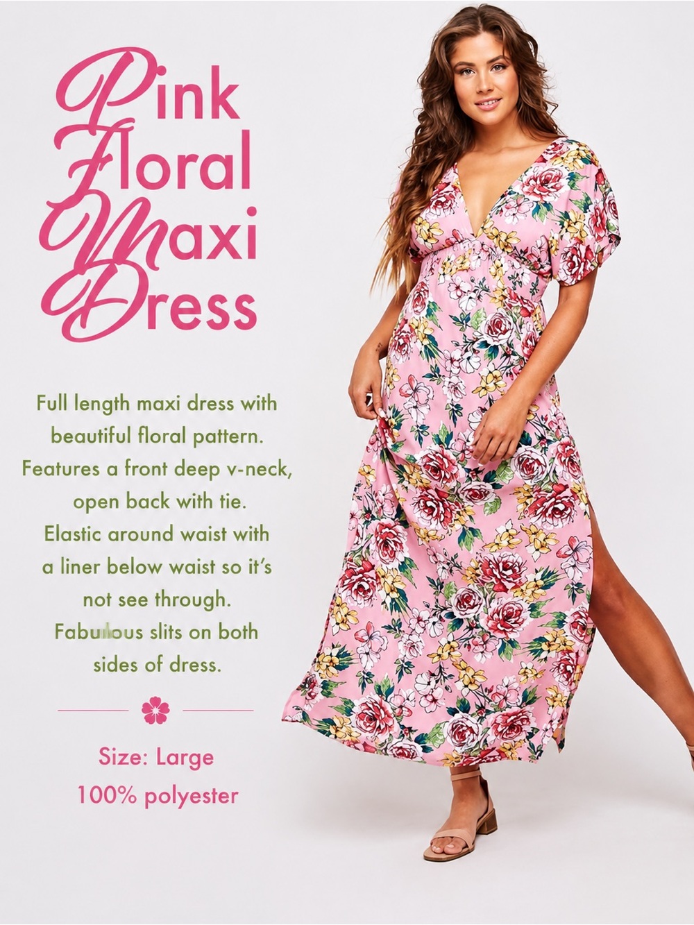 Pink Floral Maxi Dress NEW